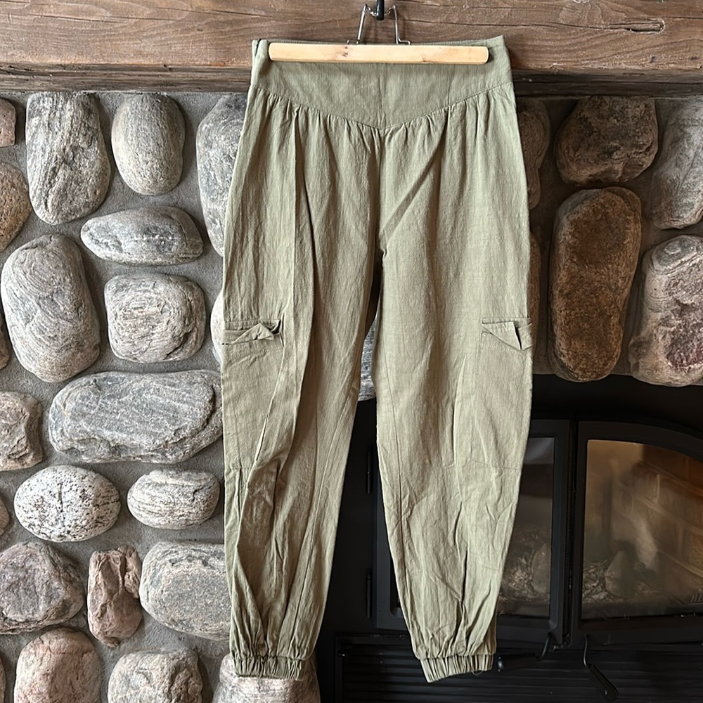 Loose linen pants joggers
